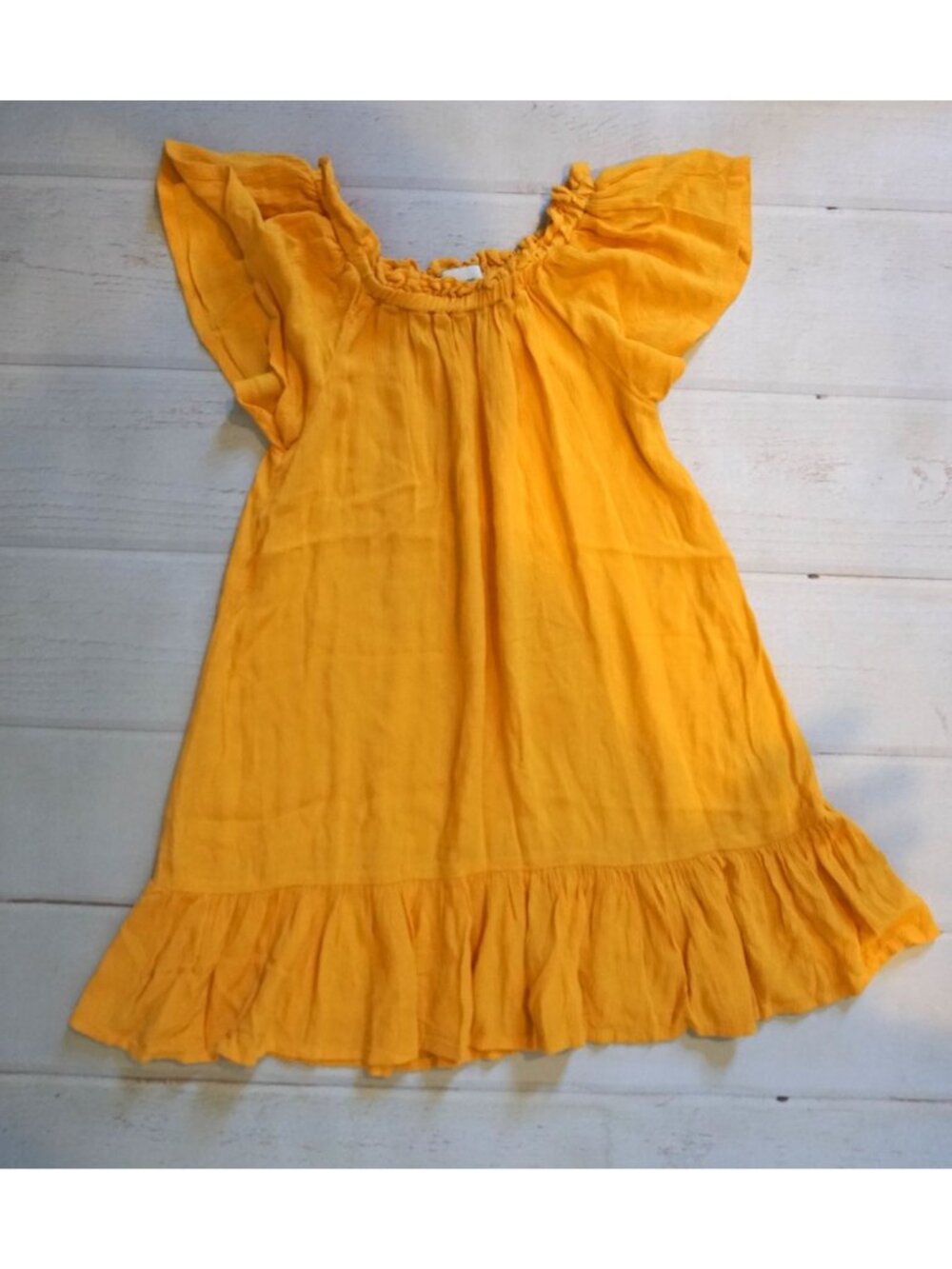 Old Navy Girls Yellow Ruffle Hem Short Sleeve Dress - Size 5T